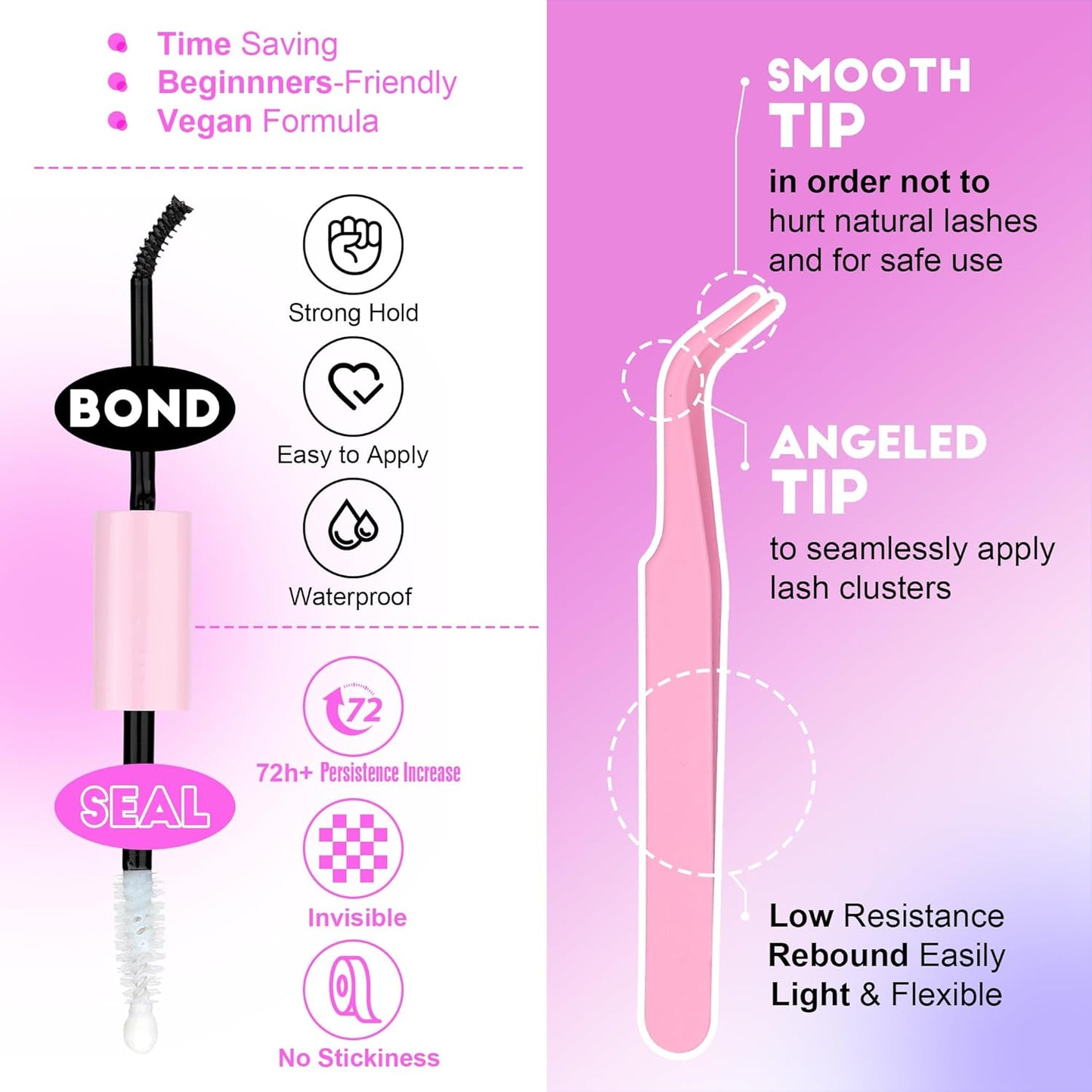 Extension Kit DIY 280pcs Lash Clusters Eyelash Extension Kit, 9-16mm 30D 40D Individual Lashes Kit with Lash Bond and Seal, Lash Tweezers for Self Use