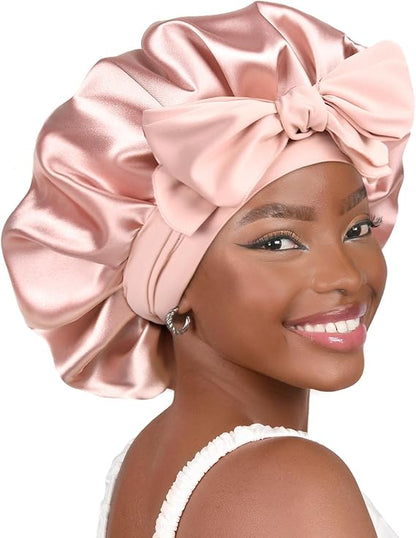 LOVILDS™ Silk Bow Sleep Bonnet-Trending Sleep Cap That Protects & Beautifies Your Hair