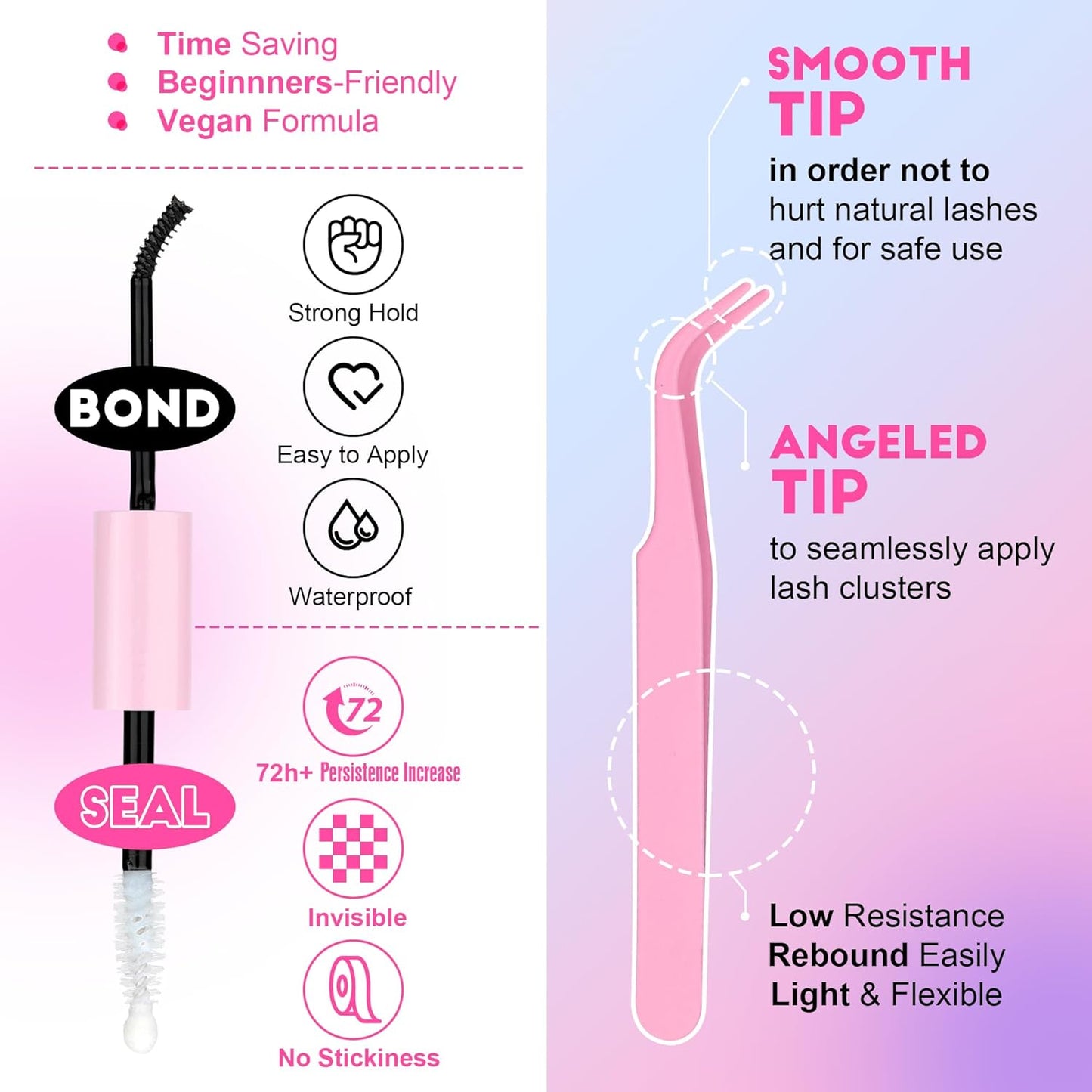 Extension Kit DIY 280pcs Lash Clusters Eyelash Extension Kit, 9-16mm 30D 40D Individual Lashes Kit with Lash Bond and Seal, Lash Tweezers for Self Use