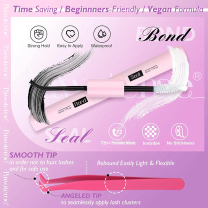 Extension Kit DIY 280pcs Lash Clusters Eyelash Extension Kit, 9-16mm 30D 40D Individual Lashes Kit with Lash Bond and Seal, Lash Tweezers for Self Use