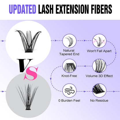 Extension Kit DIY 280pcs Lash Clusters Eyelash Extension Kit, 9-16mm 30D 40D Individual Lashes Kit with Lash Bond and Seal, Lash Tweezers for Self Use