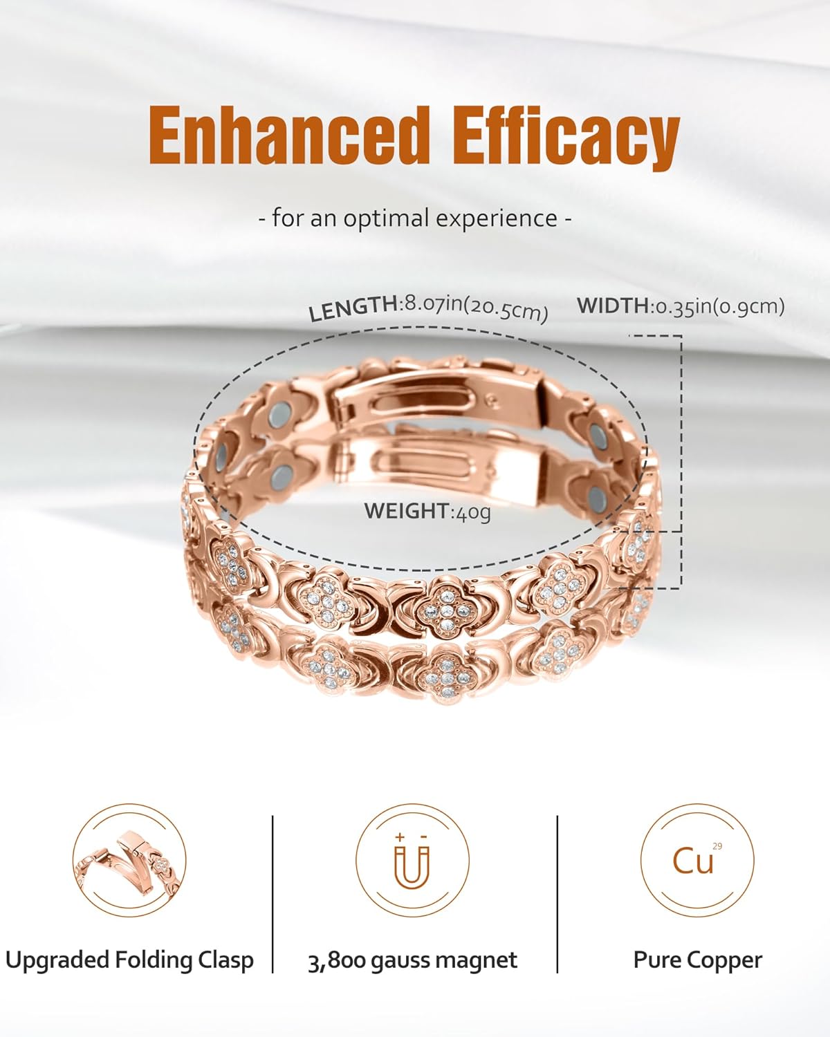 🔥Hot Sale-Copper Bracelets for Women. Pure Copper Magnetic Bracelet with 3800 Gauss Effective Magnets