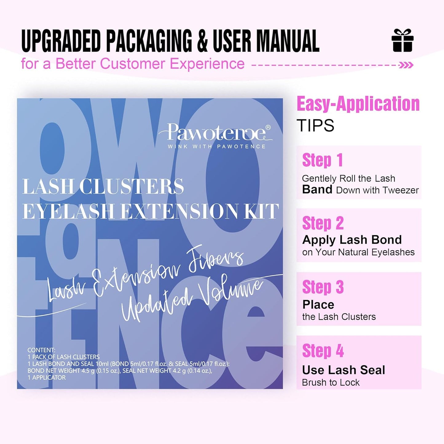 Extension Kit DIY 280pcs Lash Clusters Eyelash Extension Kit, 9-16mm 30D 40D Individual Lashes Kit with Lash Bond and Seal, Lash Tweezers for Self Use