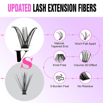 Extension Kit DIY 280pcs Lash Clusters Eyelash Extension Kit, 9-16mm 30D 40D Individual Lashes Kit with Lash Bond and Seal, Lash Tweezers for Self Use