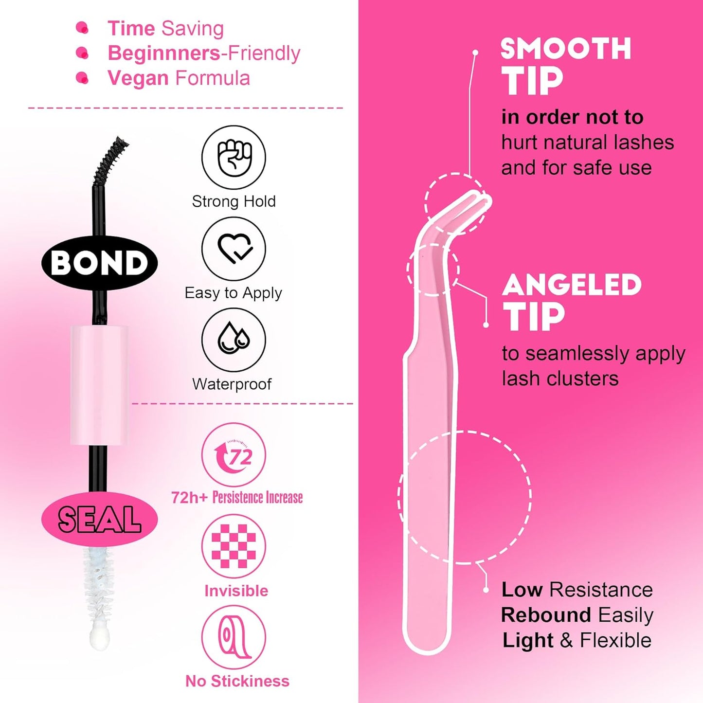 Extension Kit DIY 280pcs Lash Clusters Eyelash Extension Kit, 9-16mm 30D 40D Individual Lashes Kit with Lash Bond and Seal, Lash Tweezers for Self Use