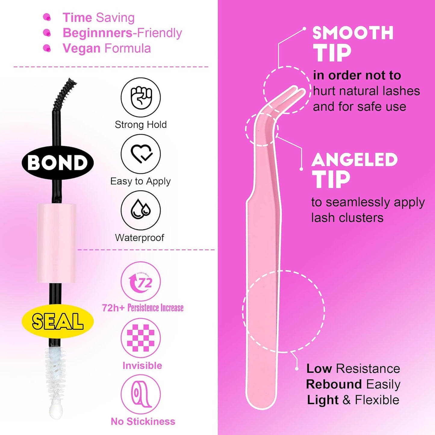 Extension Kit DIY 280pcs Lash Clusters Eyelash Extension Kit, 9-16mm 30D 40D Individual Lashes Kit with Lash Bond and Seal, Lash Tweezers for Self Use