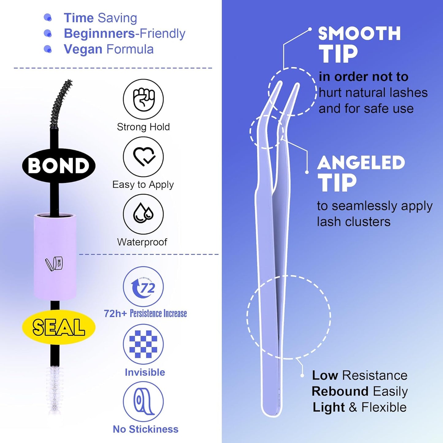 Extension Kit DIY 280pcs Lash Clusters Eyelash Extension Kit, 9-16mm 30D 40D Individual Lashes Kit with Lash Bond and Seal, Lash Tweezers for Self Use