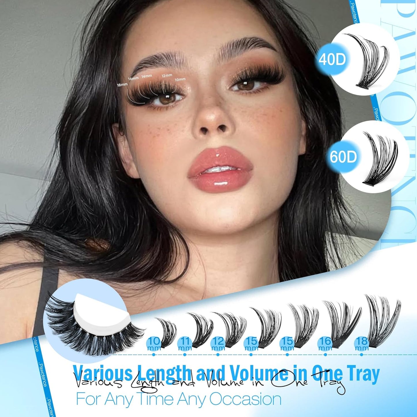 Extension Kit DIY 280pcs Lash Clusters Eyelash Extension Kit, 9-16mm 30D 40D Individual Lashes Kit with Lash Bond and Seal, Lash Tweezers for Self Use
