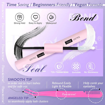 Extension Kit DIY 280pcs Lash Clusters Eyelash Extension Kit, 9-16mm 30D 40D Individual Lashes Kit with Lash Bond and Seal, Lash Tweezers for Self Use