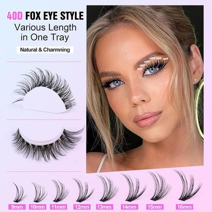 Extension Kit DIY 280pcs Lash Clusters Eyelash Extension Kit, 9-16mm 30D 40D Individual Lashes Kit with Lash Bond and Seal, Lash Tweezers for Self Use