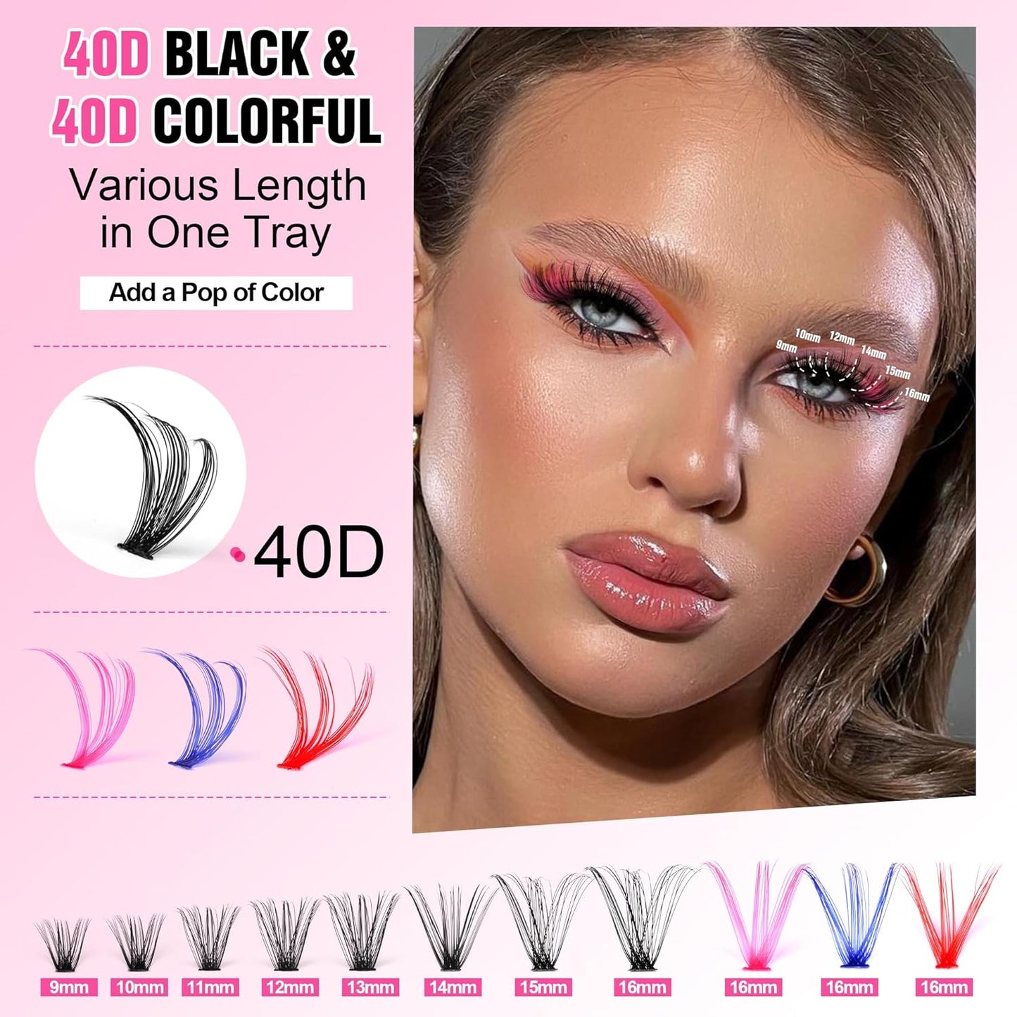 Extension Kit DIY 280pcs Lash Clusters Eyelash Extension Kit, 9-16mm 30D 40D Individual Lashes Kit with Lash Bond and Seal, Lash Tweezers for Self Use