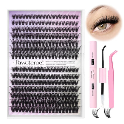 Extension Kit DIY 280pcs Lash Clusters Eyelash Extension Kit, 9-16mm 30D 40D Individual Lashes Kit with Lash Bond and Seal, Lash Tweezers for Self Use