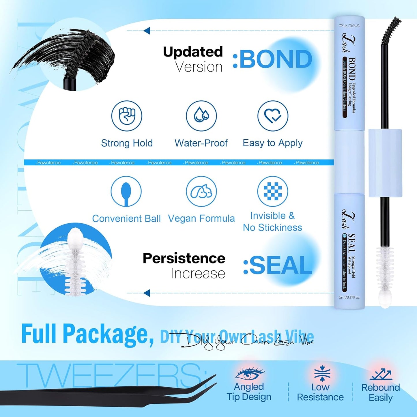 Extension Kit DIY 280pcs Lash Clusters Eyelash Extension Kit, 9-16mm 30D 40D Individual Lashes Kit with Lash Bond and Seal, Lash Tweezers for Self Use