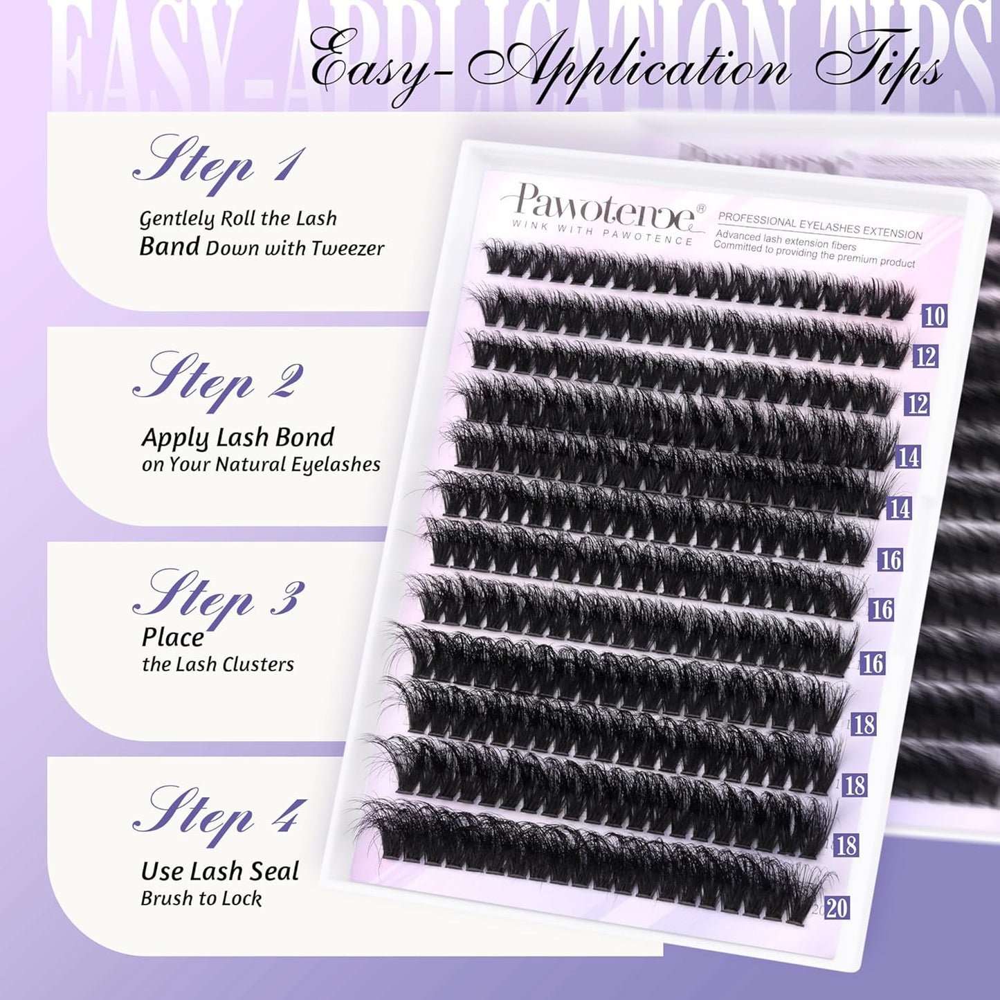 Extension Kit DIY 280pcs Lash Clusters Eyelash Extension Kit, 9-16mm 30D 40D Individual Lashes Kit with Lash Bond and Seal, Lash Tweezers for Self Use