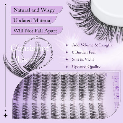 Extension Kit DIY 280pcs Lash Clusters Eyelash Extension Kit, 9-16mm 30D 40D Individual Lashes Kit with Lash Bond and Seal, Lash Tweezers for Self Use