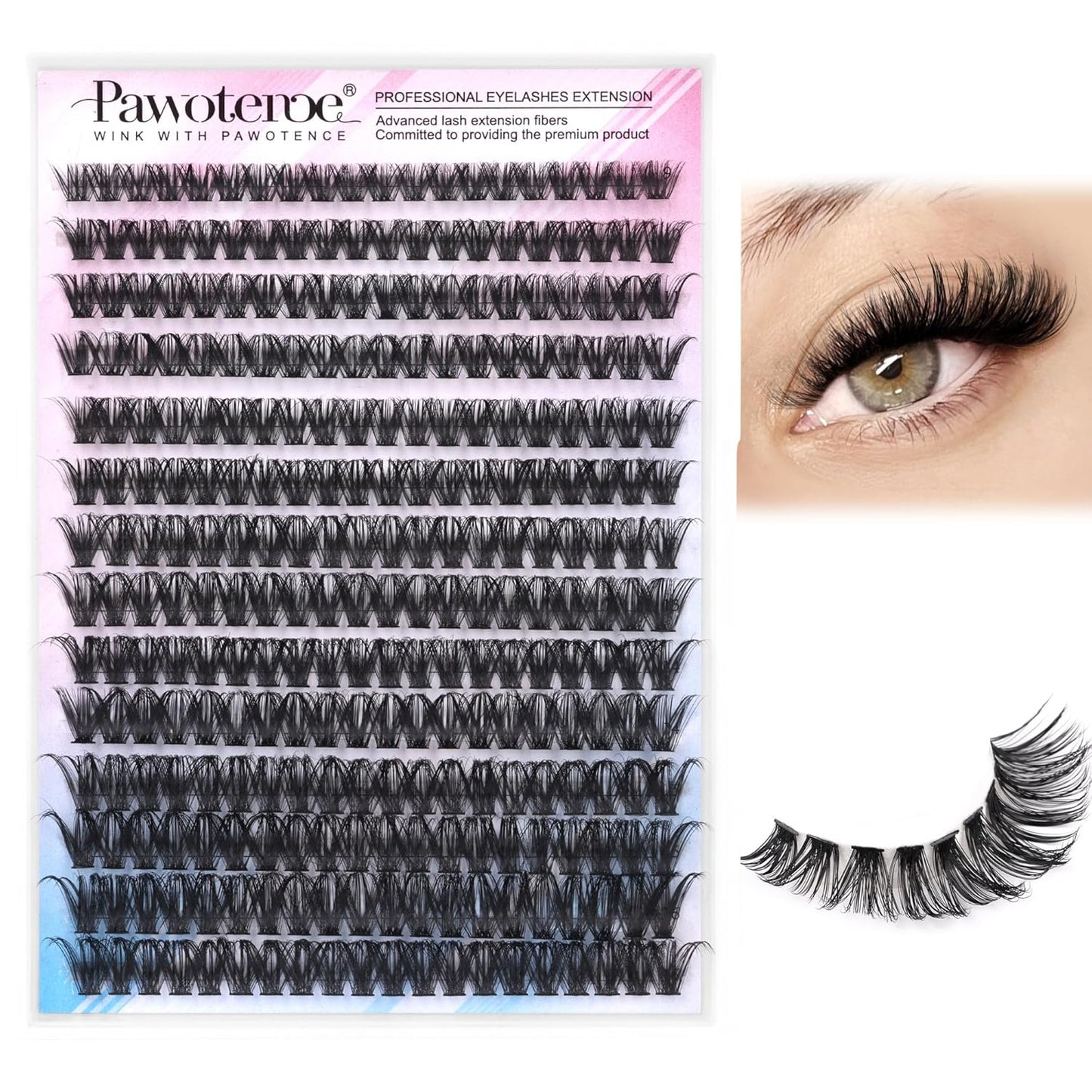 Extension Kit DIY 280pcs Lash Clusters Eyelash Extension Kit, 9-16mm 30D 40D Individual Lashes Kit with Lash Bond and Seal, Lash Tweezers for Self Use
