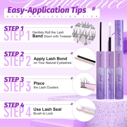 Extension Kit DIY 280pcs Lash Clusters Eyelash Extension Kit, 9-16mm 30D 40D Individual Lashes Kit with Lash Bond and Seal, Lash Tweezers for Self Use