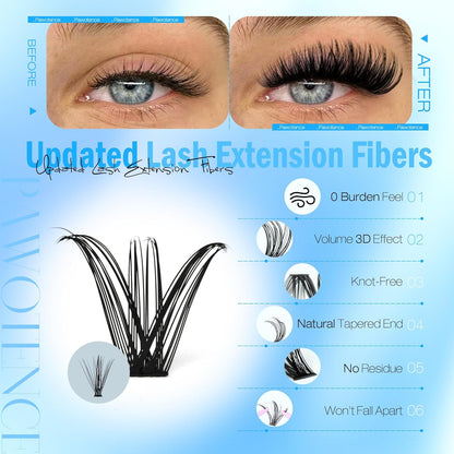Extension Kit DIY 280pcs Lash Clusters Eyelash Extension Kit, 9-16mm 30D 40D Individual Lashes Kit with Lash Bond and Seal, Lash Tweezers for Self Use