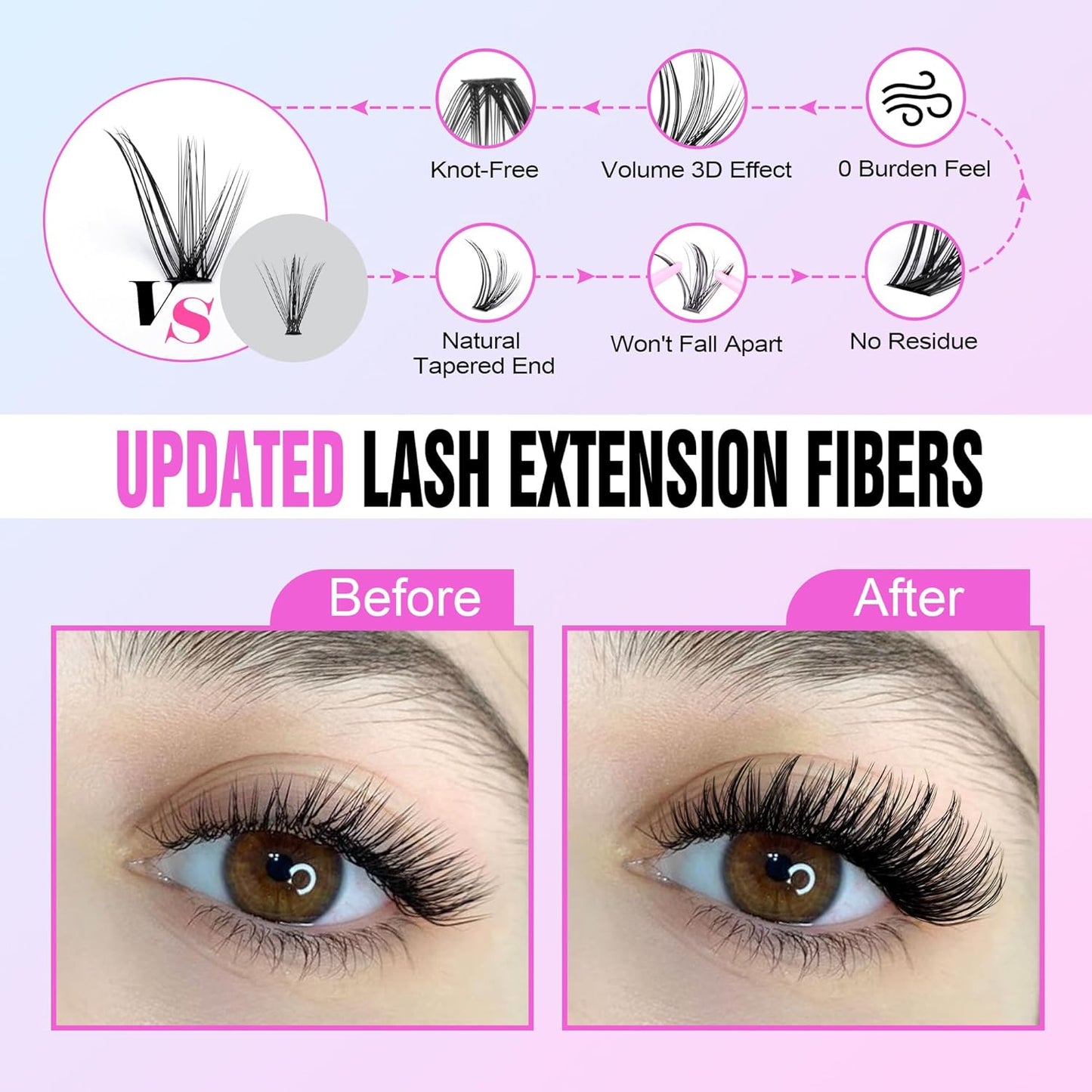 Extension Kit DIY 280pcs Lash Clusters Eyelash Extension Kit, 9-16mm 30D 40D Individual Lashes Kit with Lash Bond and Seal, Lash Tweezers for Self Use