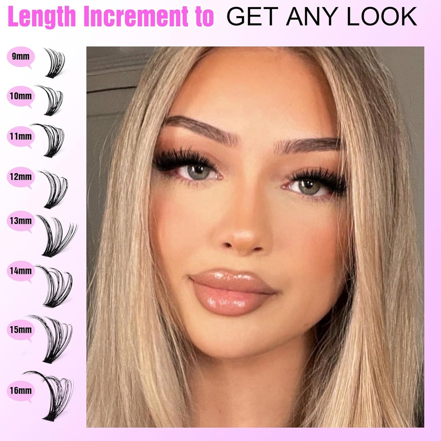 Extension Kit DIY 280pcs Lash Clusters Eyelash Extension Kit, 9-16mm 30D 40D Individual Lashes Kit with Lash Bond and Seal, Lash Tweezers for Self Use