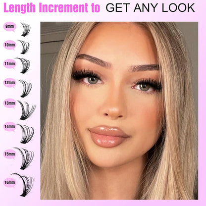 Extension Kit DIY 280pcs Lash Clusters Eyelash Extension Kit, 9-16mm 30D 40D Individual Lashes Kit with Lash Bond and Seal, Lash Tweezers for Self Use