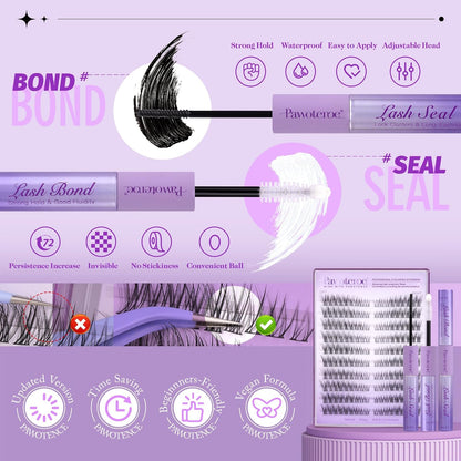 Extension Kit DIY 280pcs Lash Clusters Eyelash Extension Kit, 9-16mm 30D 40D Individual Lashes Kit with Lash Bond and Seal, Lash Tweezers for Self Use