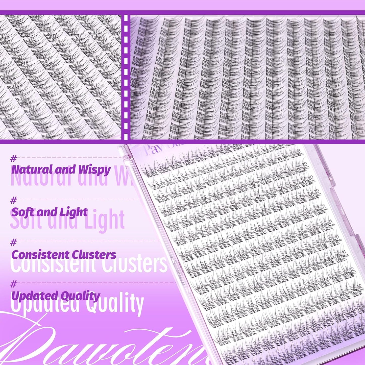 Extension Kit DIY 280pcs Lash Clusters Eyelash Extension Kit, 9-16mm 30D 40D Individual Lashes Kit with Lash Bond and Seal, Lash Tweezers for Self Use