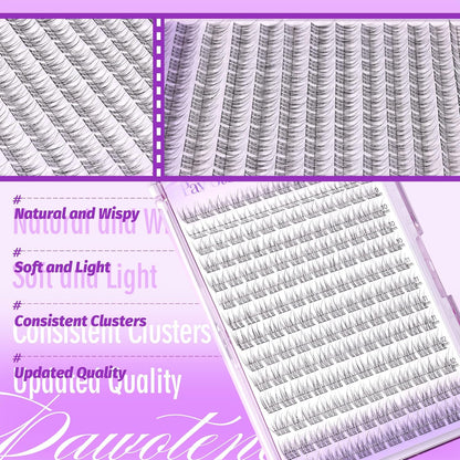 Extension Kit DIY 280pcs Lash Clusters Eyelash Extension Kit, 9-16mm 30D 40D Individual Lashes Kit with Lash Bond and Seal, Lash Tweezers for Self Use