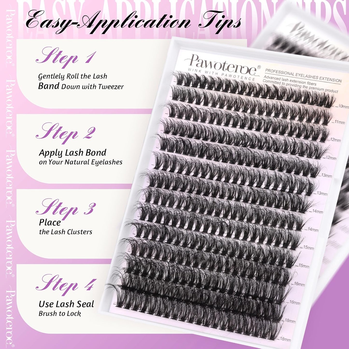 Extension Kit DIY 280pcs Lash Clusters Eyelash Extension Kit, 9-16mm 30D 40D Individual Lashes Kit with Lash Bond and Seal, Lash Tweezers for Self Use