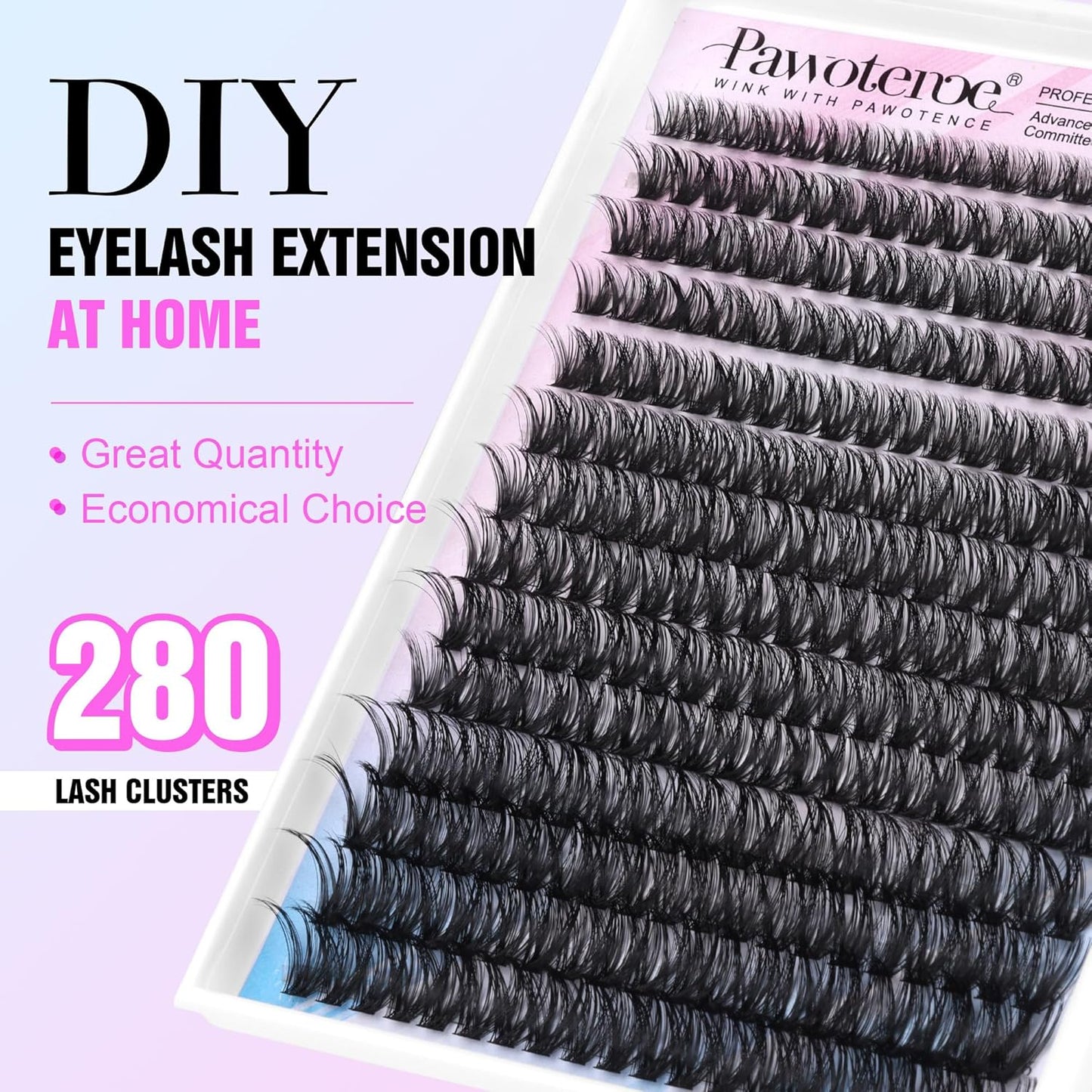 Extension Kit DIY 280pcs Lash Clusters Eyelash Extension Kit, 9-16mm 30D 40D Individual Lashes Kit with Lash Bond and Seal, Lash Tweezers for Self Use