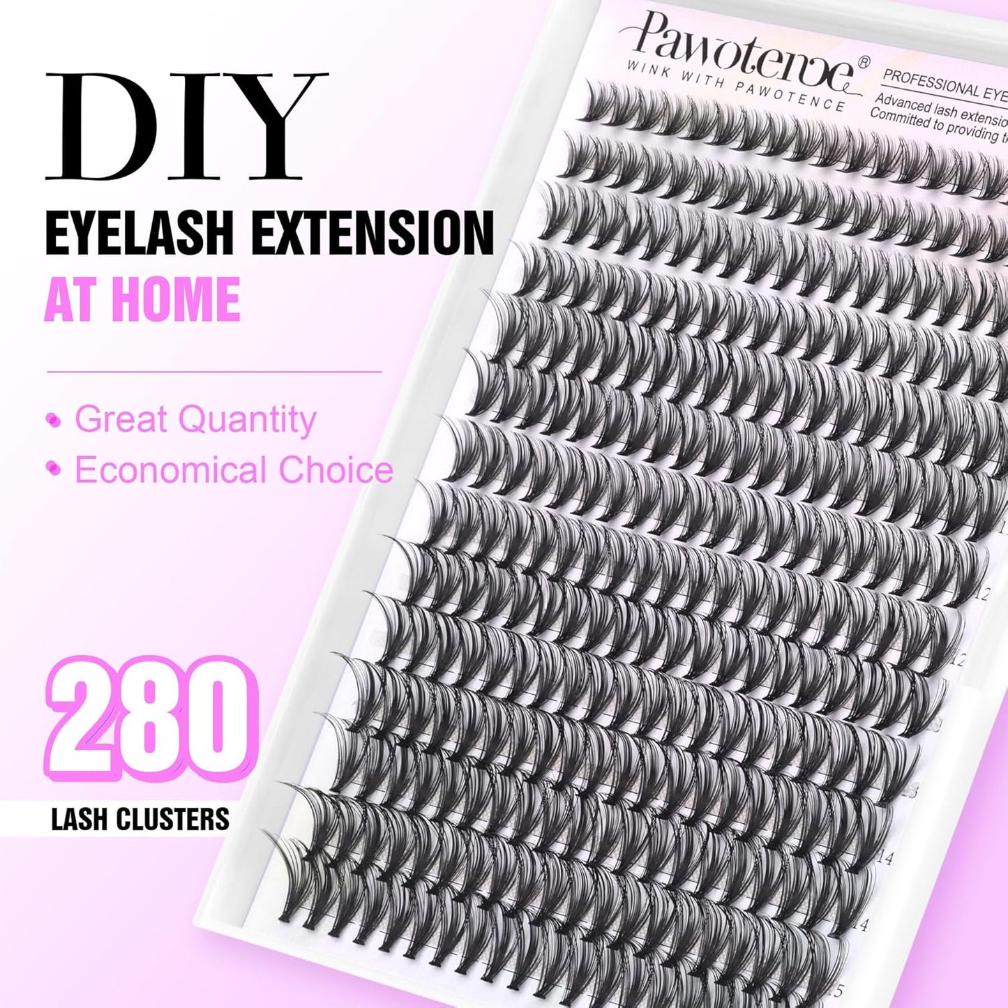 Extension Kit DIY 280pcs Lash Clusters Eyelash Extension Kit, 9-16mm 30D 40D Individual Lashes Kit with Lash Bond and Seal, Lash Tweezers for Self Use