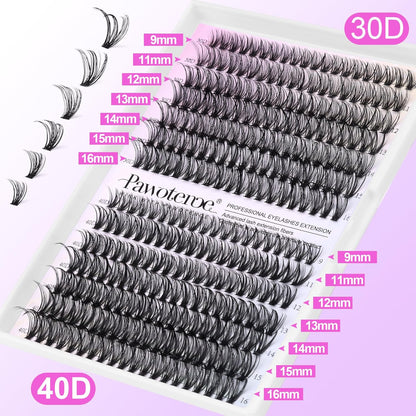 Extension Kit DIY 280pcs Lash Clusters Eyelash Extension Kit, 9-16mm 30D 40D Individual Lashes Kit with Lash Bond and Seal, Lash Tweezers for Self Use