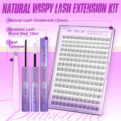Extension Kit DIY 280pcs Lash Clusters Eyelash Extension Kit, 9-16mm 30D 40D Individual Lashes Kit with Lash Bond and Seal, Lash Tweezers for Self Use