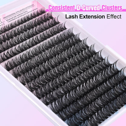 Extension Kit DIY 280pcs Lash Clusters Eyelash Extension Kit, 9-16mm 30D 40D Individual Lashes Kit with Lash Bond and Seal, Lash Tweezers for Self Use