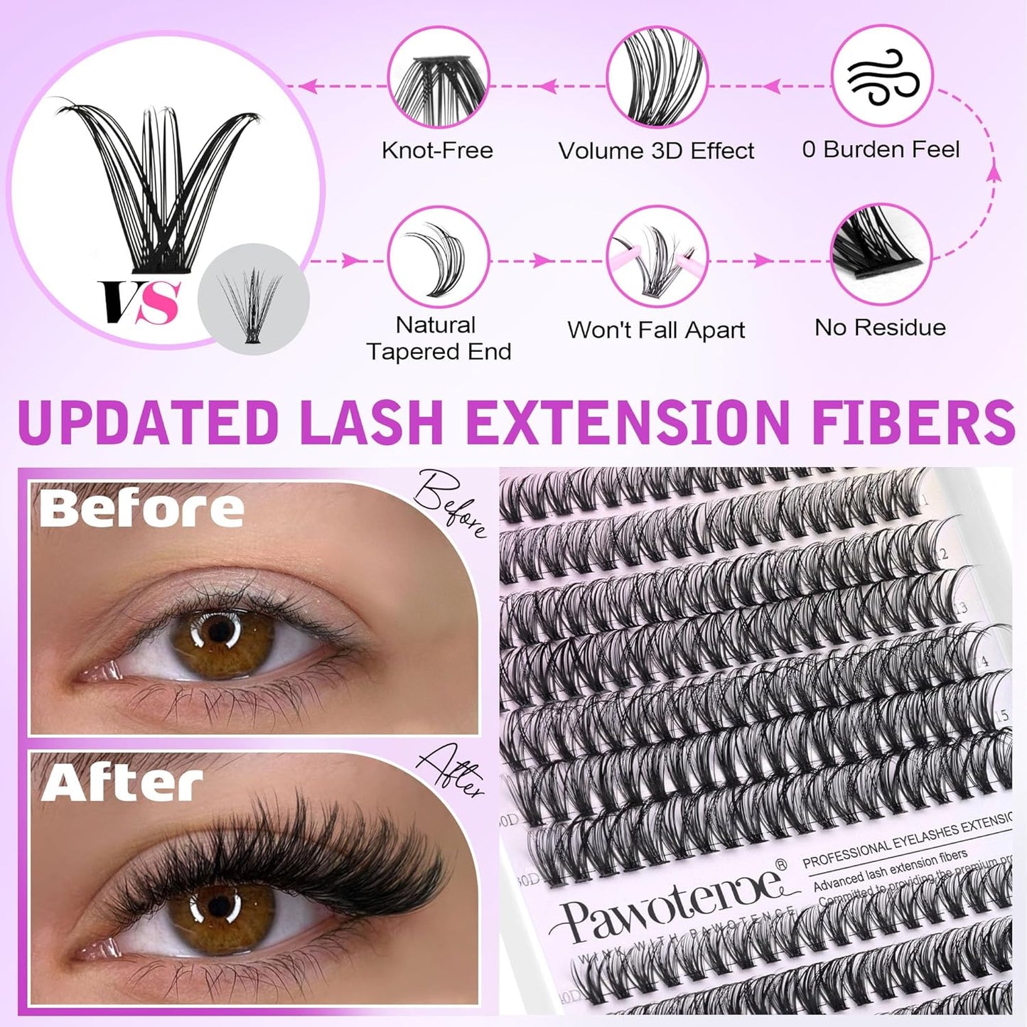 Extension Kit DIY 280pcs Lash Clusters Eyelash Extension Kit, 9-16mm 30D 40D Individual Lashes Kit with Lash Bond and Seal, Lash Tweezers for Self Use