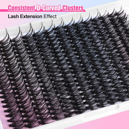 Extension Kit DIY 280pcs Lash Clusters Eyelash Extension Kit, 9-16mm 30D 40D Individual Lashes Kit with Lash Bond and Seal, Lash Tweezers for Self Use