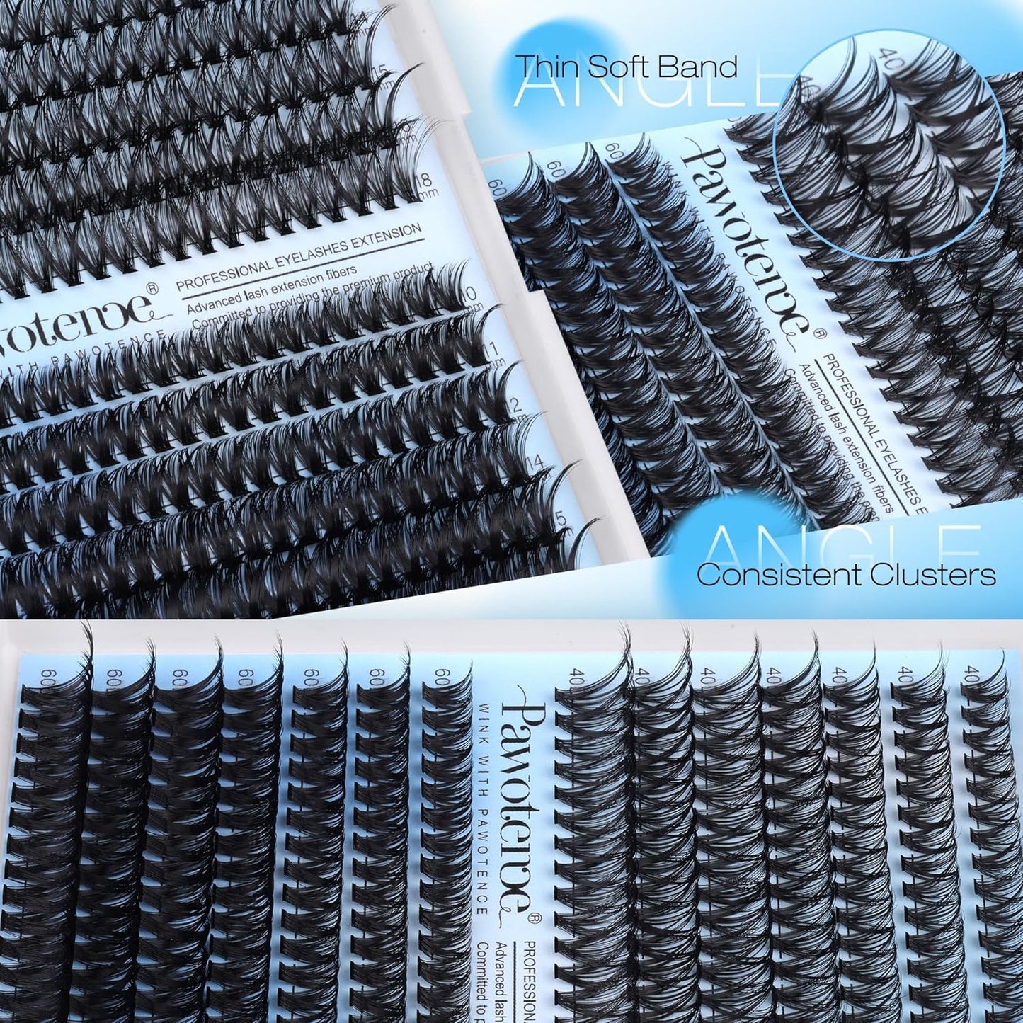 Extension Kit DIY 280pcs Lash Clusters Eyelash Extension Kit, 9-16mm 30D 40D Individual Lashes Kit with Lash Bond and Seal, Lash Tweezers for Self Use