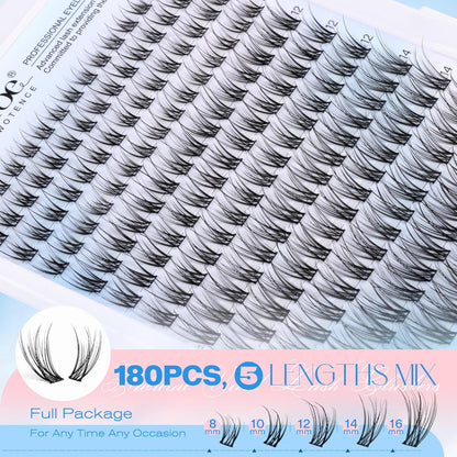 Extension Kit DIY 280pcs Lash Clusters Eyelash Extension Kit, 9-16mm 30D 40D Individual Lashes Kit with Lash Bond and Seal, Lash Tweezers for Self Use