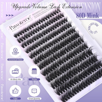 Extension Kit DIY 280pcs Lash Clusters Eyelash Extension Kit, 9-16mm 30D 40D Individual Lashes Kit with Lash Bond and Seal, Lash Tweezers for Self Use