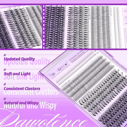 Extension Kit DIY 280pcs Lash Clusters Eyelash Extension Kit, 9-16mm 30D 40D Individual Lashes Kit with Lash Bond and Seal, Lash Tweezers for Self Use